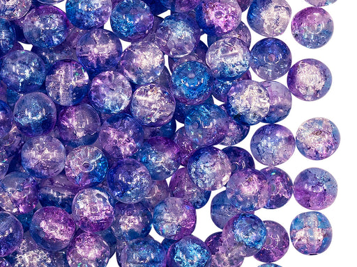 50 St. Runde Perlen 6 mm, Kristall Aqua-Blau-Violett Two Tone Luster, Böhmische Glas
