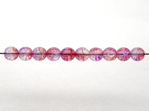 50 St. Runde Perlen 6 mm, Crystal Red Violet Two Tone Luster, Böhmische Glas