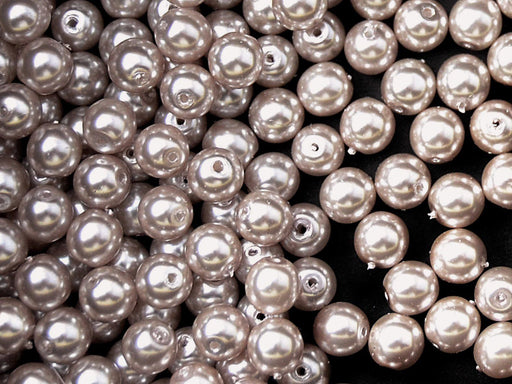 50 St. Runde Perlmuttperlen 6mm, Böhmisches Glas, Dunkle Platin-Perle