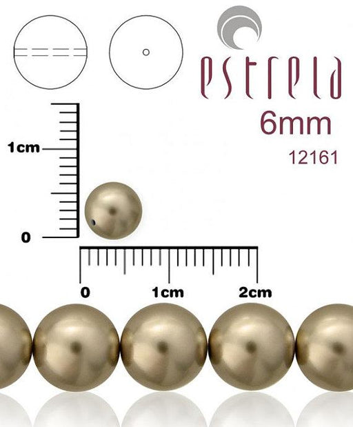 50 St. Runde Perlmuttperlen 6mm, Böhmisches Glas, Dunkle Platin-Perle