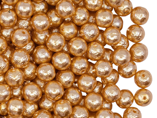 Runde Perlen 6mm  Beige Perlmuttfarben geätzt  Tschechisches Glas  Farbe_Beige
