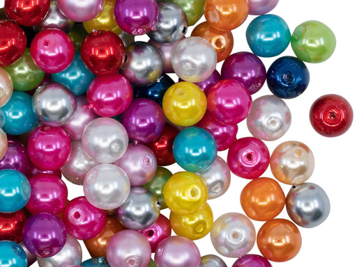 50 St. Runde Perlmuttperlen 6mm, Böhmisches Glas, Mix Perle Farben