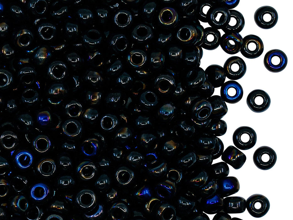 Rocailles 6/0 Jet Black Azuro Tschechisches Glas Farbe_Black Farbe_ Multicolored
