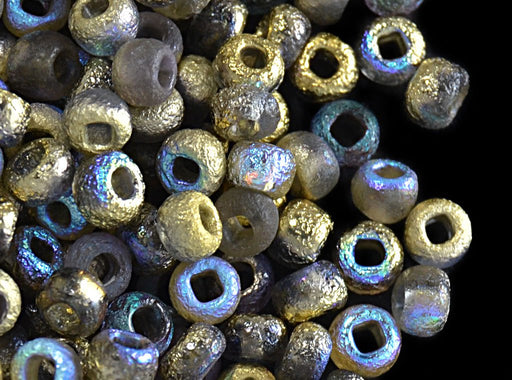 10 g 6/0 Geätzte Seed Beads Preciosa Ornela, Golden schimmernd, Tschechisches Glas