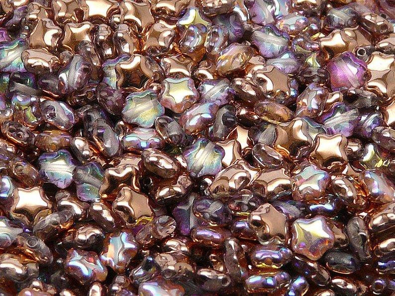 50p Sternperlen, 6 mm, Tschechisches Glas, Kristall, Kupfer schimmernd