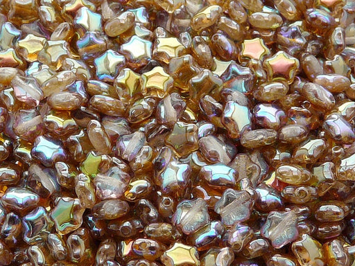 50 pcs 50 pcs Star Beads 6 mm Crystal Brown Rainbow Czech Glass Brown Multicolored
