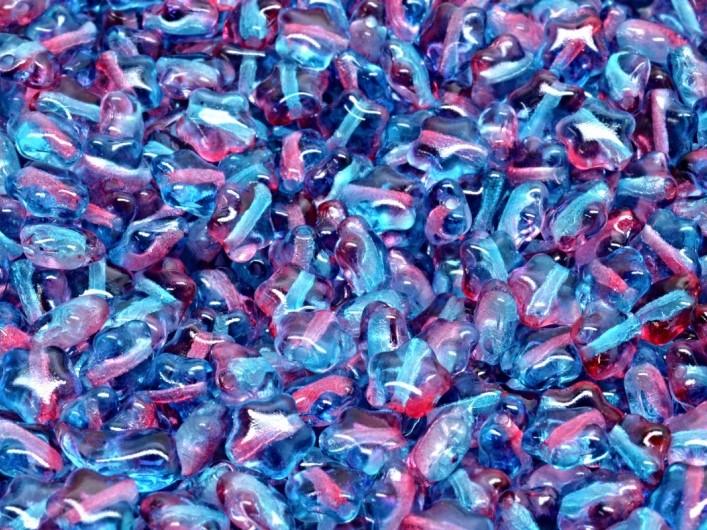 Sternenperlen 6 mm Crystal Red Aqua Blue Two Tone Tschechisches Glas Farbe_Multicolored
