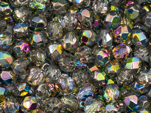 50 Stück Fire Polished facettierte Perlen rund, 6 mm, Kristall Glasmalerei, Tschechisches Glas