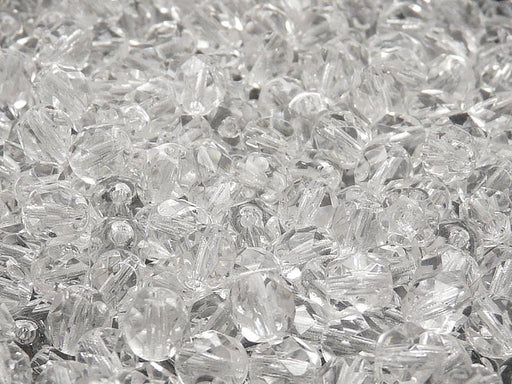 50 St. Fire Polished facettierte Glasperlen Rund 6mm, Kristallklar, Tschechisches Glas