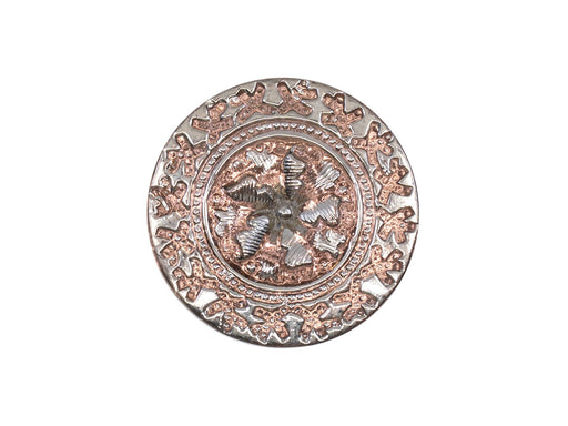 Tschechische Glasknöpfe handbemalt Knopfgröße 8 Rosa Transparent mit Silbermuster Tschechisches Glas  Farbe_Silver Farbe_ Pink