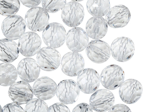 25 St. Fire Polished facettierte Glasperlen Rund 8mm, Kristall, Tschechisches Glas