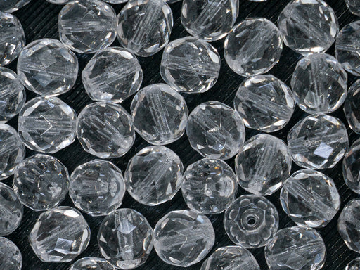 25 St. Fire Polished facettierte Glasperlen Rund 8mm, Kristall, Tschechisches Glas
