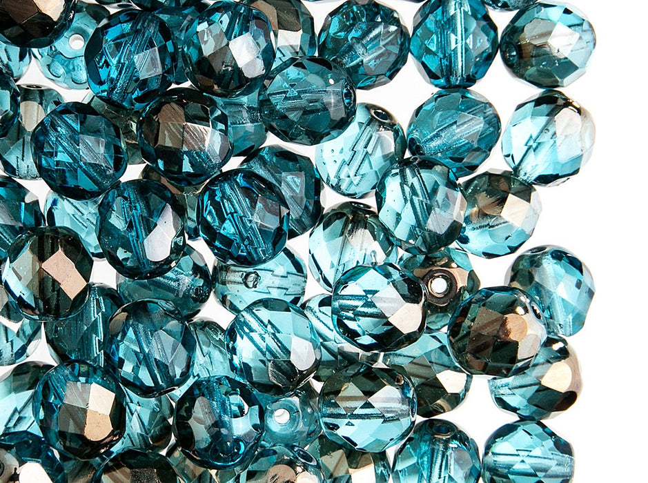 8FP072 fire polished beads 8 mm aquamarine valentinite czech glass blue 1
