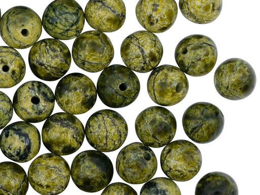 Runde Perlen aus Naturstein 8 mm Serpentinit Mineralien Russland Farbe_Green