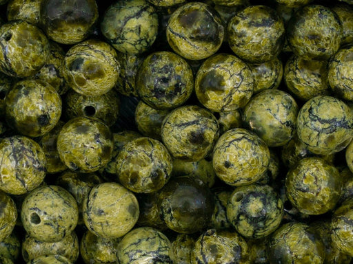 10 pcs Runde Perlen aus Naturstein 8 mm, Serpentinit, Ural Edelsteine, Russland (Natural Stones Round Beads)