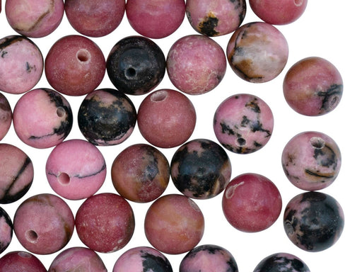 Runde Perlen aus Naturstein 8 mm Rhodonit  Mineralien Russland Farbe_Pink Farbe_ Multicolored