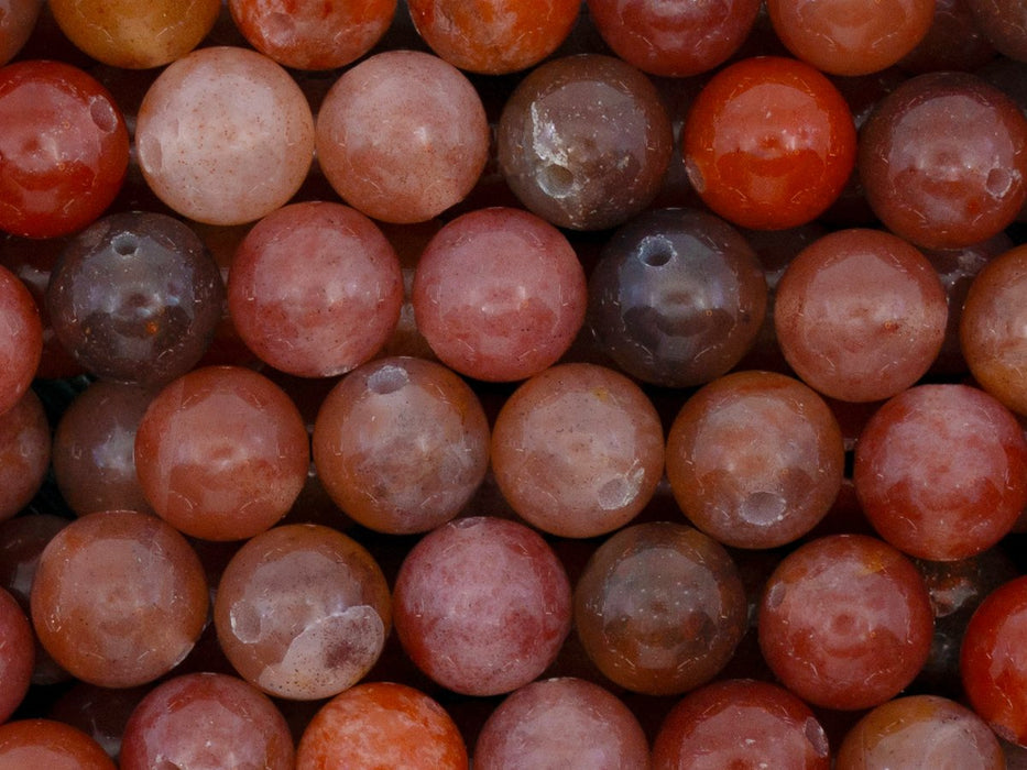 10 pcs Runde Perlen aus Naturstein 8 mm, Chalzedon Achat Braun-Rosa, Mineralien, Ural Edelsteine (Natural Stones Round Beads)