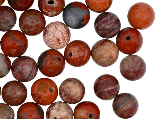 Runde Perlen aus Naturstein 8 mm Jaspis Mineralien Russland Farbe_Brown Farbe_ Beige Farbe_ Multicolored