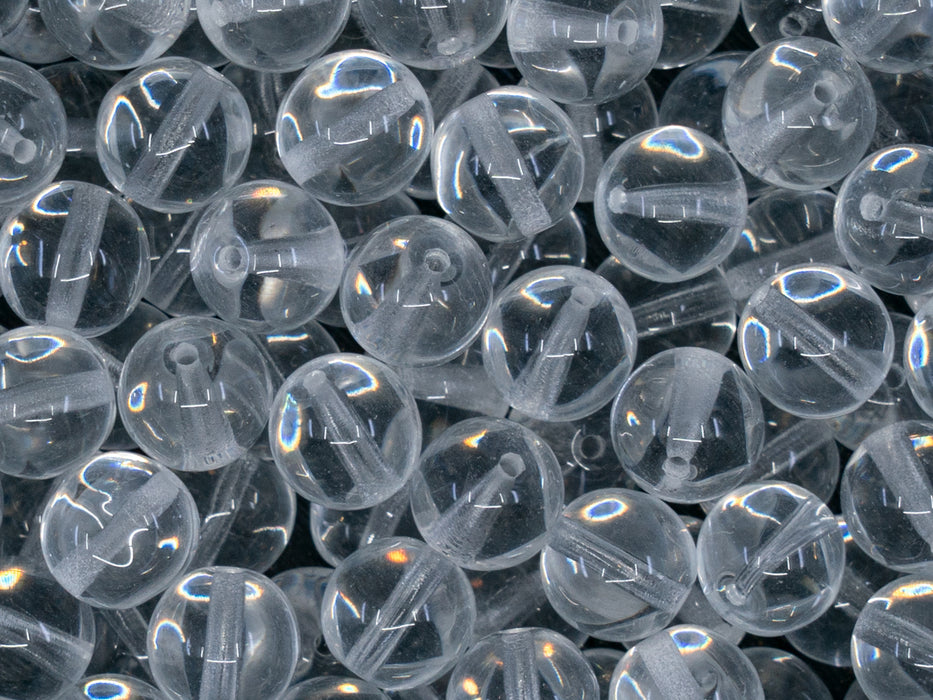 25 St. Runde Gepresste Perlen 8mm, Böhmisches Glas, Kristall