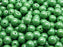 25 St. Runde Gepresste Perlen 8mm, Böhmisches Glas, Opak Grün Weiß Luster