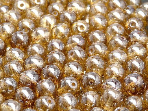 25 St. Runde Gepresste Perlen 8mm, Böhmisches Glas, Kristall Travertin Luster
