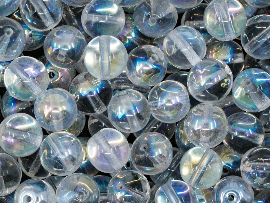 25 pcs Runde Perlen 8 mm, Kristall AB, Tschechisches Glas (Round Beads)