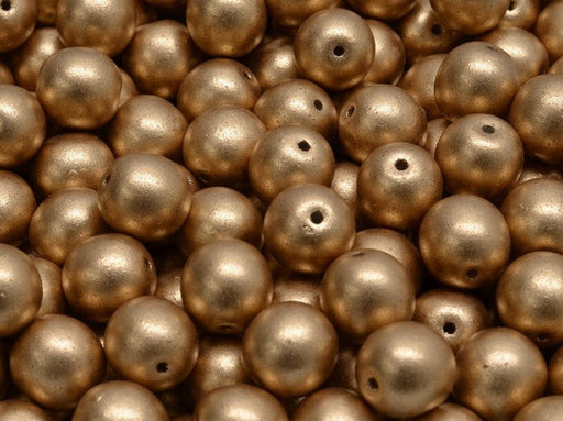 Runde Perlen 8 mm Kristall Bronze Blass Gold Tschechisches Glas Farbe_Gold