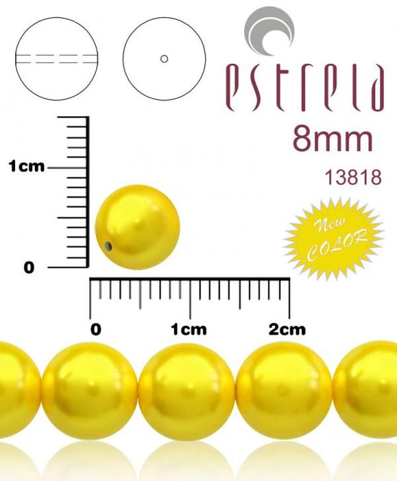 30 St. Runde Perlmutt Perlen 8mm, Böhmisches Glas, Pastellgelb