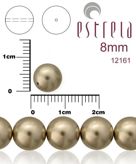30 St. Runde Perlmutt Perlen 8mm, Böhmisches Glas, Dunkle Platin-Perle