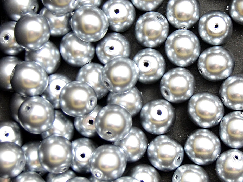 30 St. Runde Perlmutt Perlen 8mm, Böhmisches Glas, Graue Perle