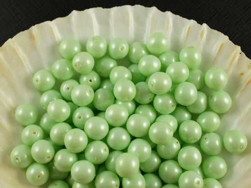 30 St. Runde Perlmutt Perlen 8mm, Böhmisches Glas, Baby Grün Pastell
