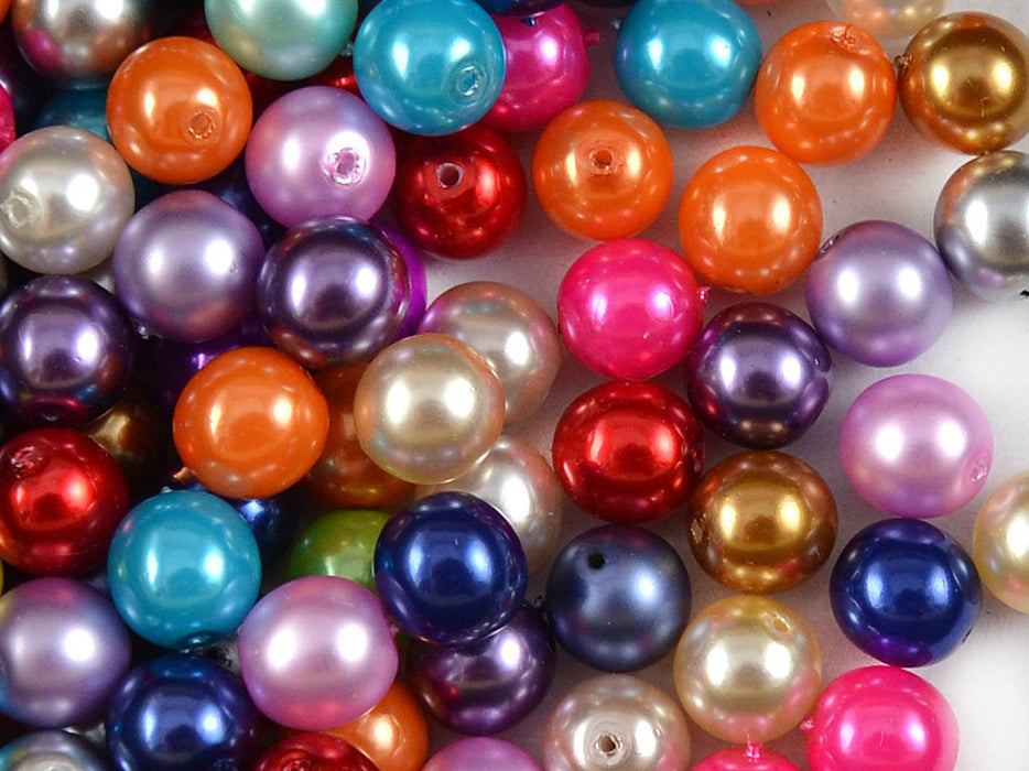 30 St. Runde Perlmutt Perlen 8mm, Böhmisches Glas, Mix Perle Farben
