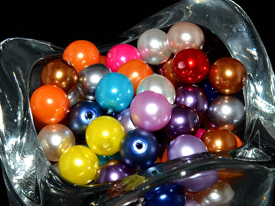 30 St. Runde Perlmutt Perlen 8mm, Böhmisches Glas, Mix Perle Farben