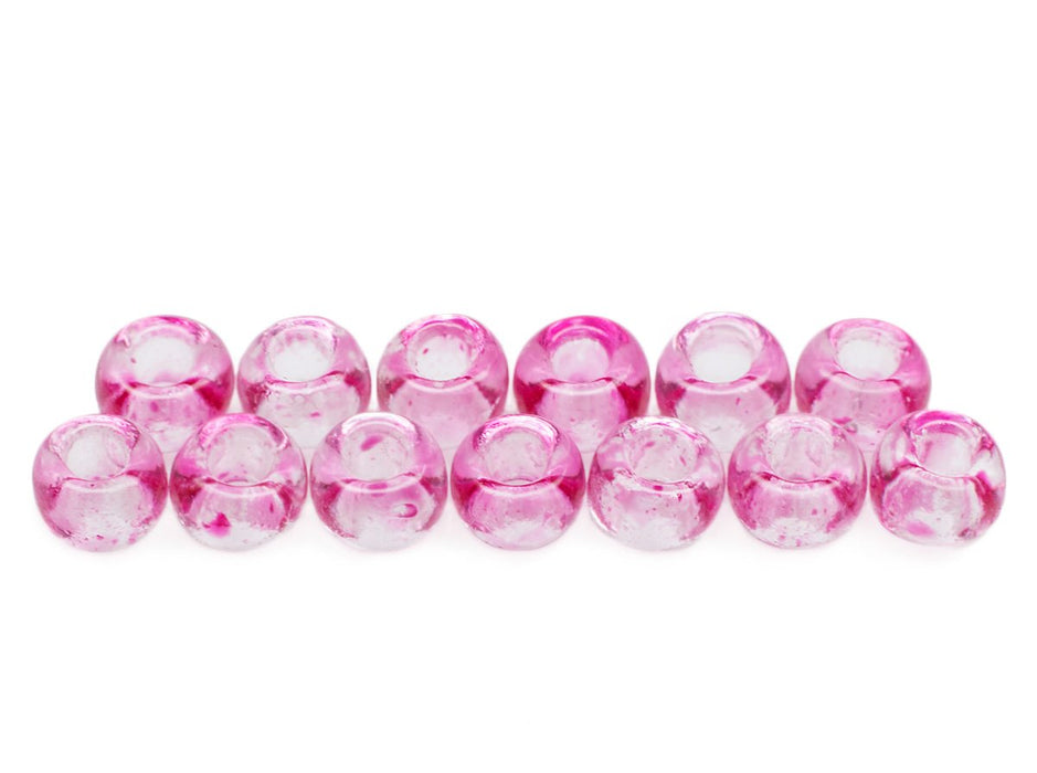 20 g Rocailles 8/0, Kristall, teilweise pinkfarben, Tschechisches Glas