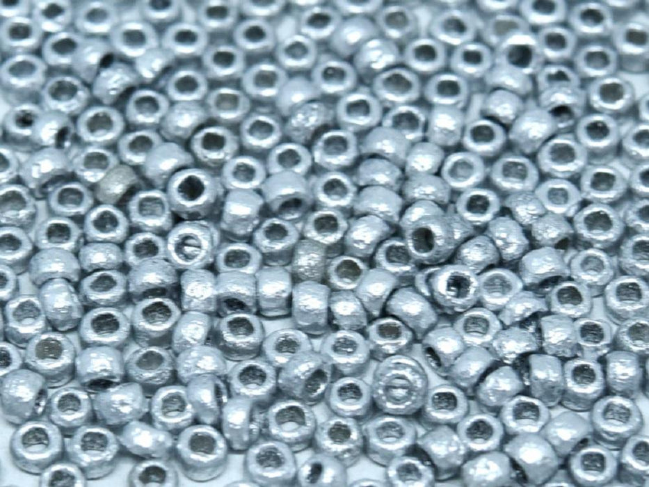 Seed Beads 8/0 geätzt  Aluminium Silber geätzt Tschechisches Glas  Farbe_Silver