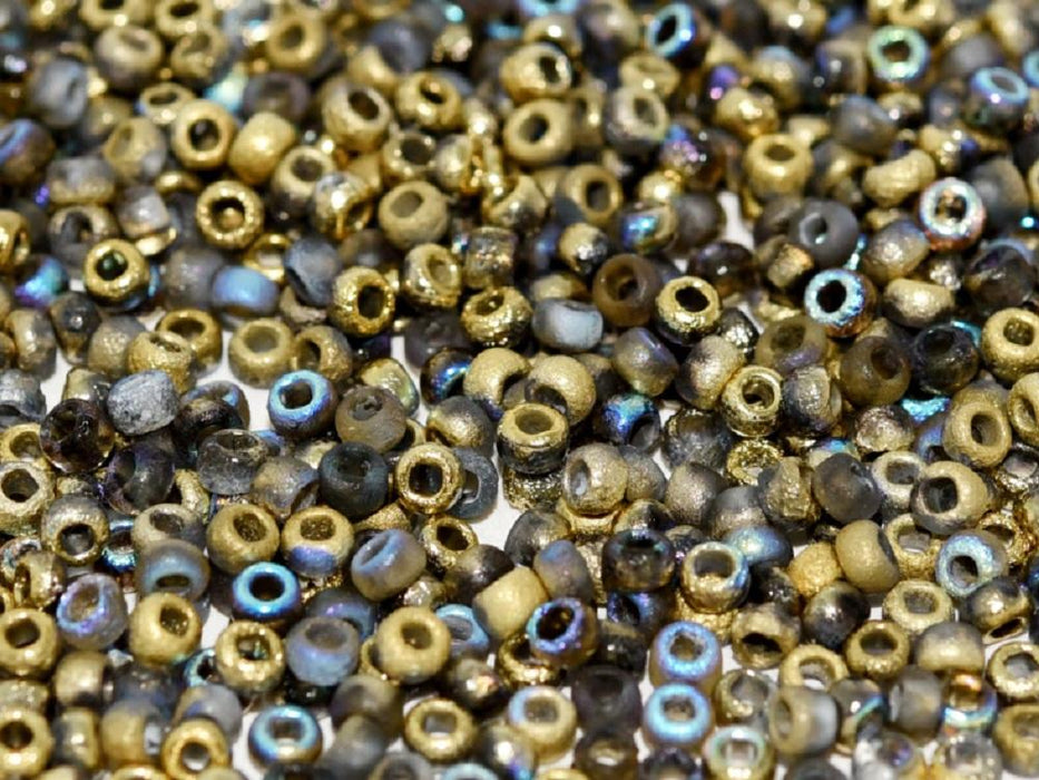 Seed Beads 8/0 geätzt  Kristall geätzt golden schimmernd  Tschechisches Glas  Farbe_Gold Farbe_ Multicolored