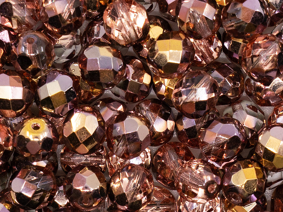1 St. Fire Polished Glasperlen Set rund 3mm, 4mm, 6mm, 8mm,  Kristall, Capri Gold, Tschechisches Glas