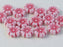 Hibiskusblüten Perlen 9mm Kreideweiß mit Rotem Dekor Tschechisches Glas Farbe_White Farbe_ Red