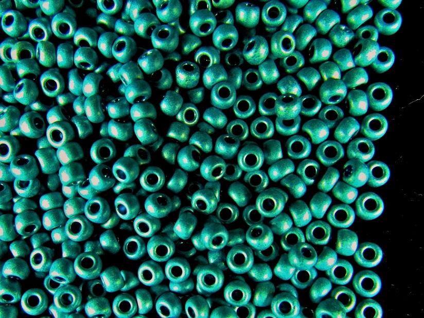 20 g 9/0 Rocailles Preciosa Ornela, Aqua Terra Metallic matt, Tschechisches Glas