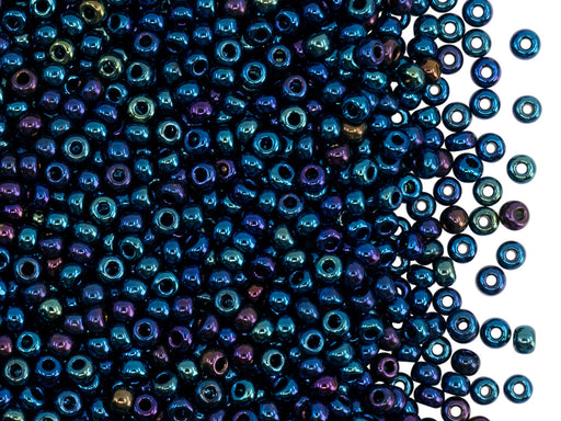 20 g 9/0 Rocailles Preciosa Ornela, Blau Iris Opak, Tschechisches Glas