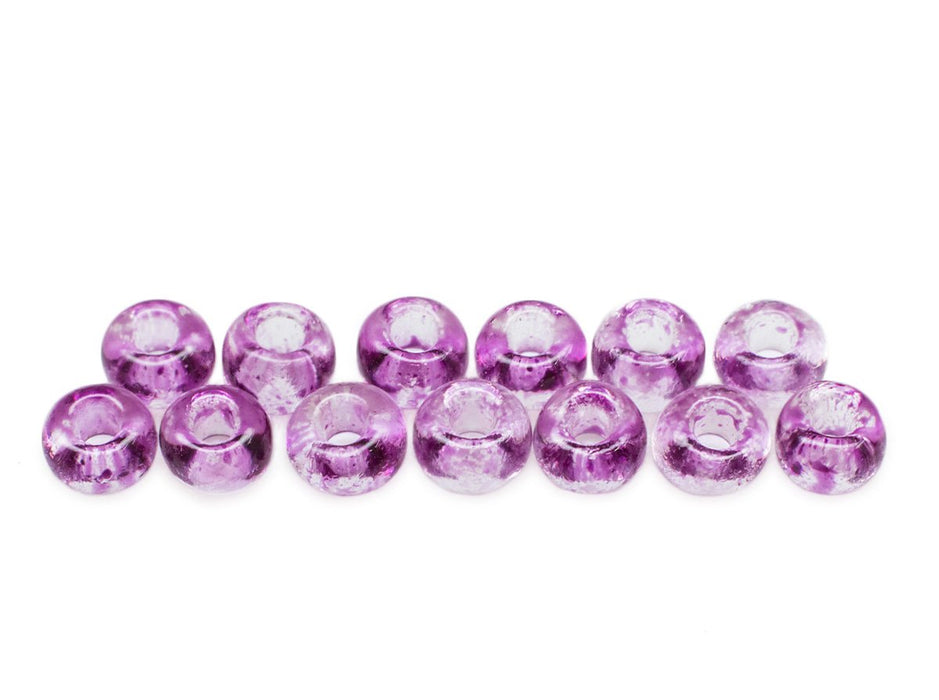 20 g Rocailles 10/0, Kristall, teilweise amethystfarben, Tschechisches Glas
