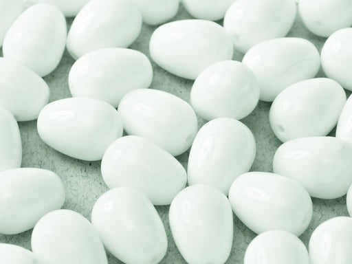 Glastropfen 11x8mm Kreideweiß Tschechisches Glas Farbe_White