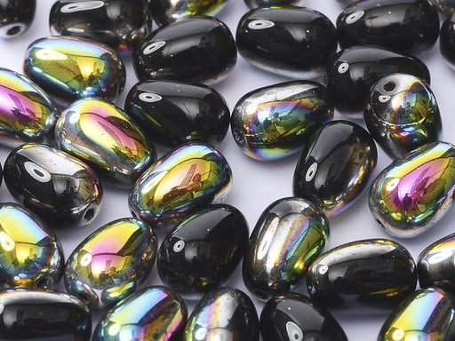 Glastropfen 11x8mm Jet Glasmalerei Tschechisches Glas Farbe_Multicolored