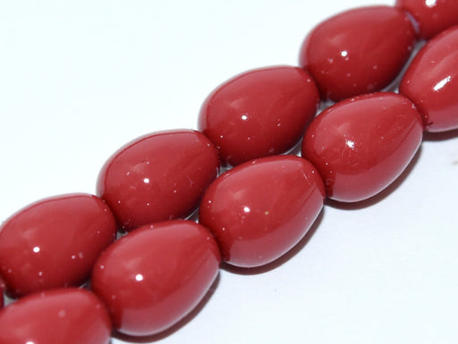 Glastropfen 11x8mm Dunkle Koralle Tschechisches Glas Farbe_Red