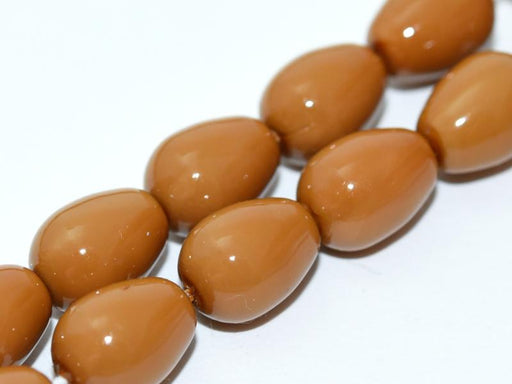 Glastropfen 11x8mm Khaki Tschechisches Glas Farbe_Brown