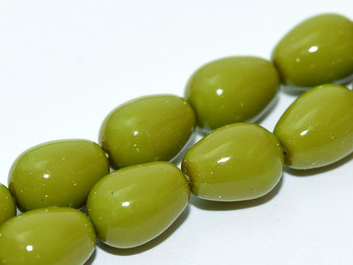 Glastropfen 11x8mm Erbsengrün Tschechisches Glas Farbe_Green