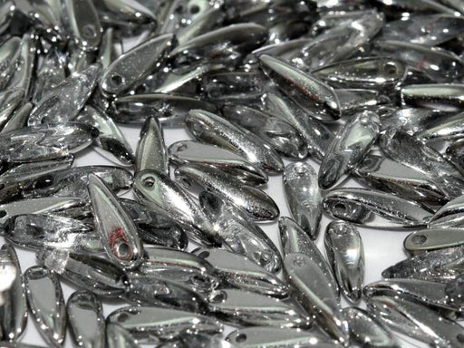 Dolchperlen 5x16 mm Schwarzer Diamant Volle Argentische Flare Tschechisches Glas Farbe_Grey