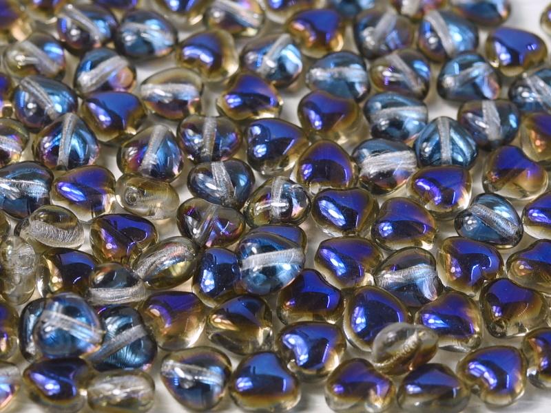 Herzperlen 6 mm Kristall Azuro Tschechisches Glas Farbe_Grey Farbe_ Blue