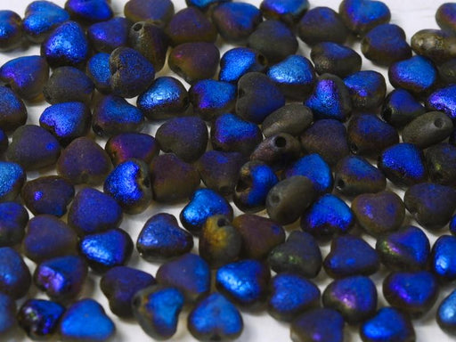 Herzperlen 6 mm Kristall geätzt Azuro voll Tschechisches Glas Farbe_Blue Farbe_ Multicolored