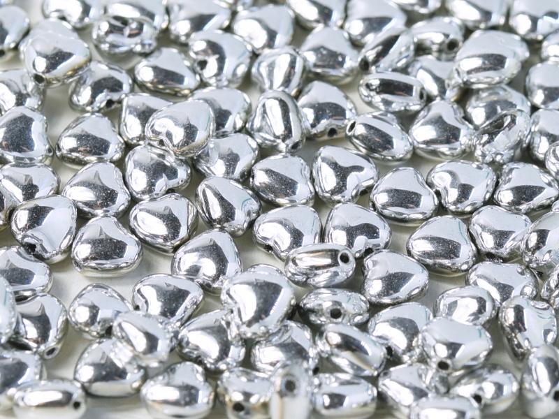 Herzperlen 6 mm Kristall  Labrador voll Tschechisches Glas Farbe_Silver